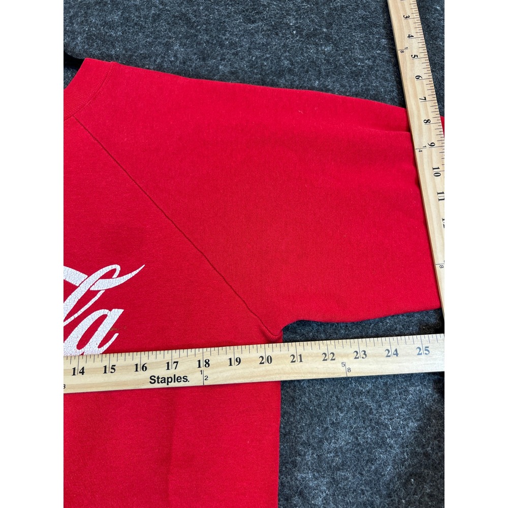 Vintage 90s Coca Cola Sweatshirt Mens Large Red Raglan Graphic Pullover USA - Picture 5 of 7